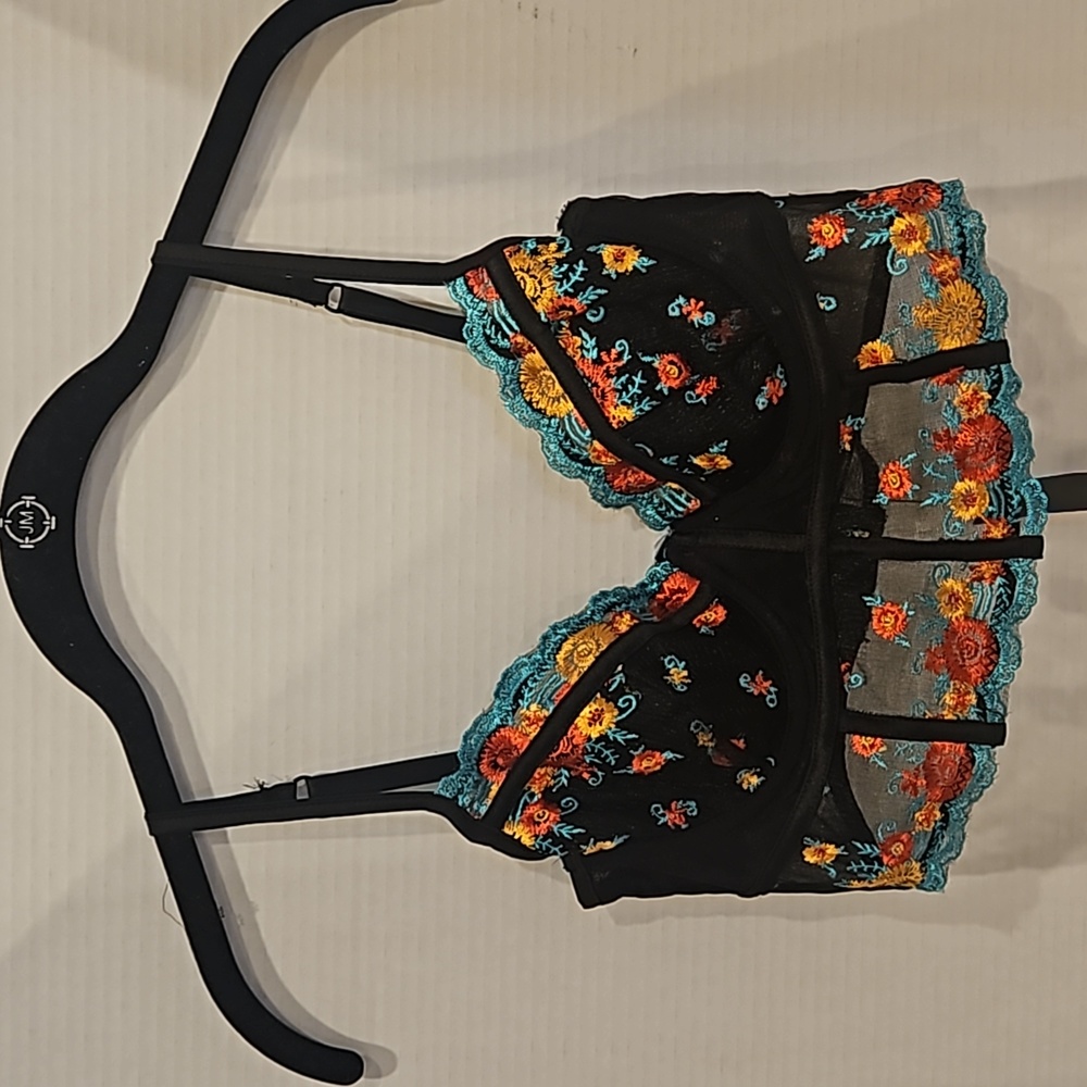 Hauty | NWT Women's Lace Floral Embroidered Longline Bra Sz XS